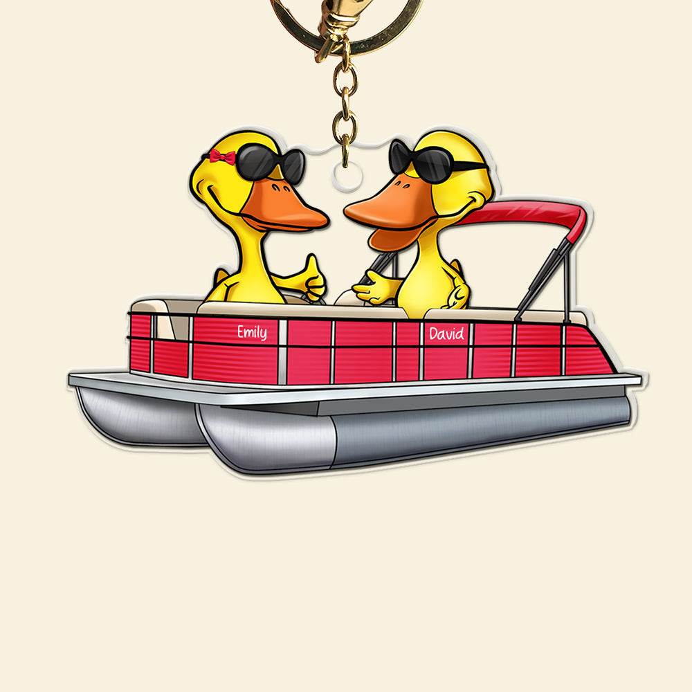 Personalized Gifts For Pontoon Lovers Keychain, Pontoon Duck Jolly Holiday 011Qhqn310823 - Image 4