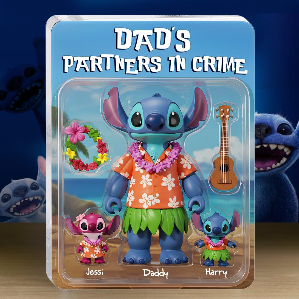 Dad & Little Blue Aliens Acrylic Plaque - Personalized Gift For Father 02Qhlu010525 - Image 2