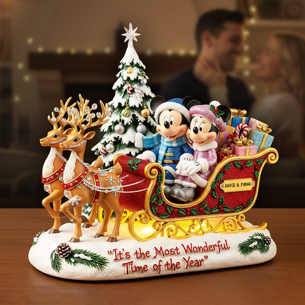 Couple Reindeer Sleigh Acrylic Plaque - Personalized Gifts For Couple Christmas Plaque 08Pglu281025