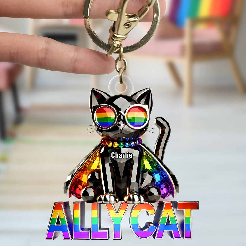 Ally Cat Keychain Personalized Gifts For Lgbt+ Pride 08Tgdt280525