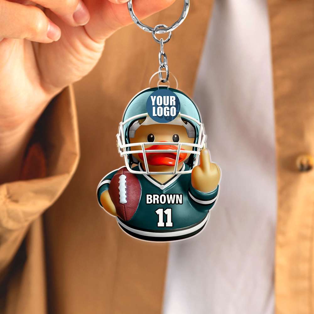 Personalized Gifts For Football Lover Keychain Rubber Duck Football Fans 05Hudt101224