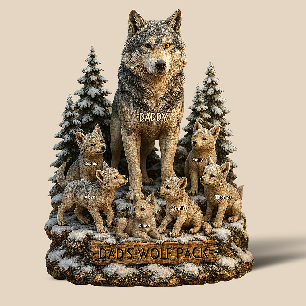 Wolf Dad Plaque - Personalized Gifts For Dad 01Xqqn160425 - Image 4