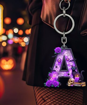 Alphabet Halloween Keychain Personalized Gifts For Cat Lovers 01Padt150825
