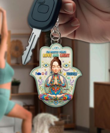 I’M Mostly Peace – Boho Soul Keychain - Personalized Gifts For Yoga Lovers 05Nalu270625