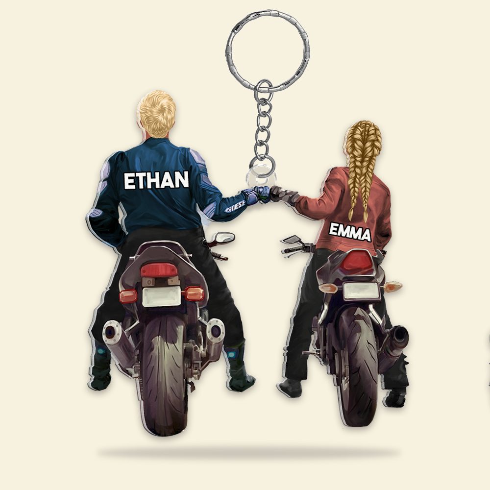 Personalized Gifts For Couple Keychain Biker Couple 04Qhhu100124Tm - Image 4