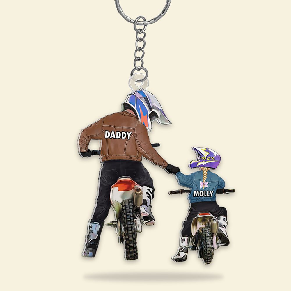 Personalized Gifts For Dad Keychain Motocross Dad And Kid 02Qhhu220125Tm - Image 4