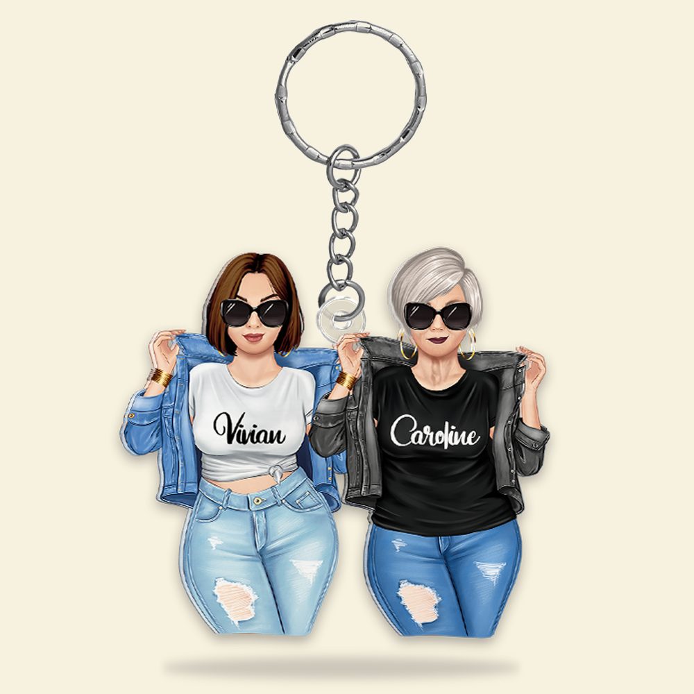 Personalized Gift For Mom Keychain Mother-Daughter Duo 031Qhhu230125Tm - Image 6