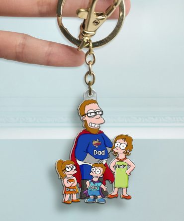 Funny Dad & His Little Ones Acrylic Keychain - Personalized Gifts For Father 01Qhhu160525Pa