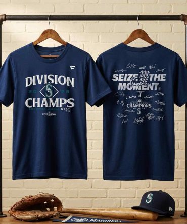 Seattle Mariners 2025 Al West Division Champions Locker Room Signature 3D Shirt