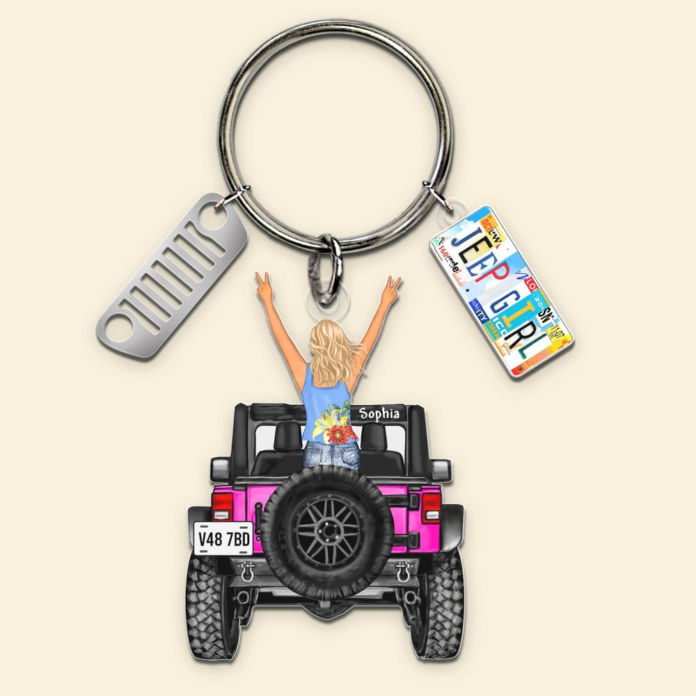 Personalized Gifts For Off Road Girl Keychain With License Plate Charms 05Qhqn200624Hn - Image 4