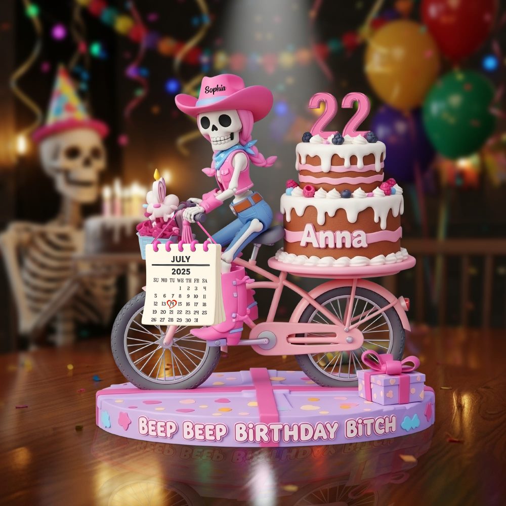Personalized Birthday Gifts For Friend Acrylic Plaque, Funny Cowgirl Skull 04Tgtn230625