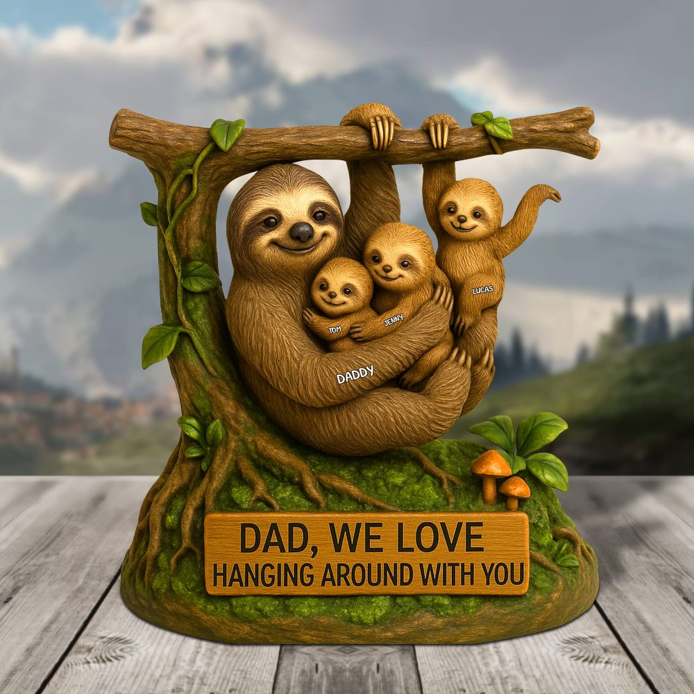 Sloth Dad Plaque - Personalized Gifts For Dad 01Natn120525 - Image 2