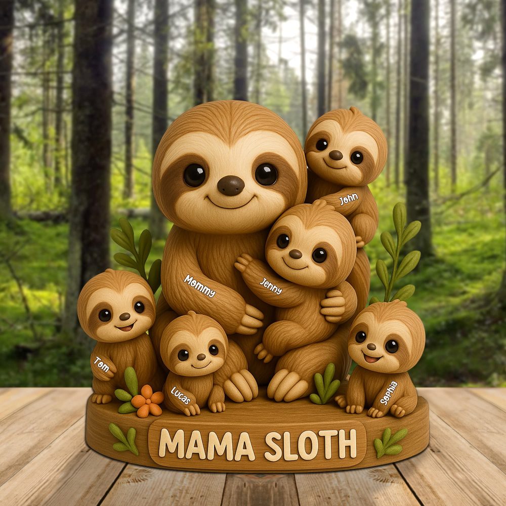 Personalized Christmas Gifts For Mom Plaque Mama Sloth 06Natn150425 - Image 2