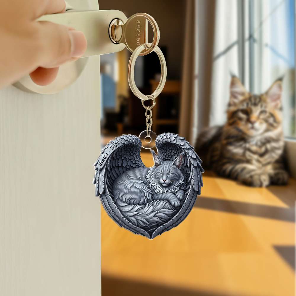 Cat In Heaven Acrylic Keychain- Personalized Gifts For Cat Lovers 01Ohlu190625