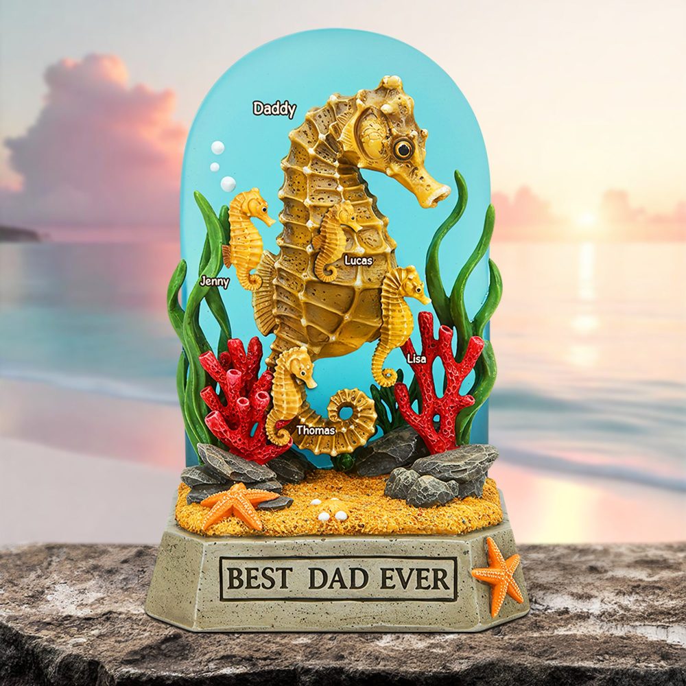 Seahorse Dad Plaque - Personalized Gifts For Dad 02Qhpu100525 - Image 2