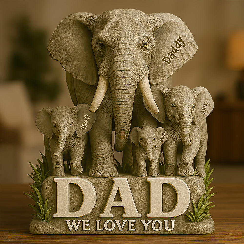 Elephant Dad We Love You Acrylic Plaque Personalized Gifts For Dad 02Hudt150525