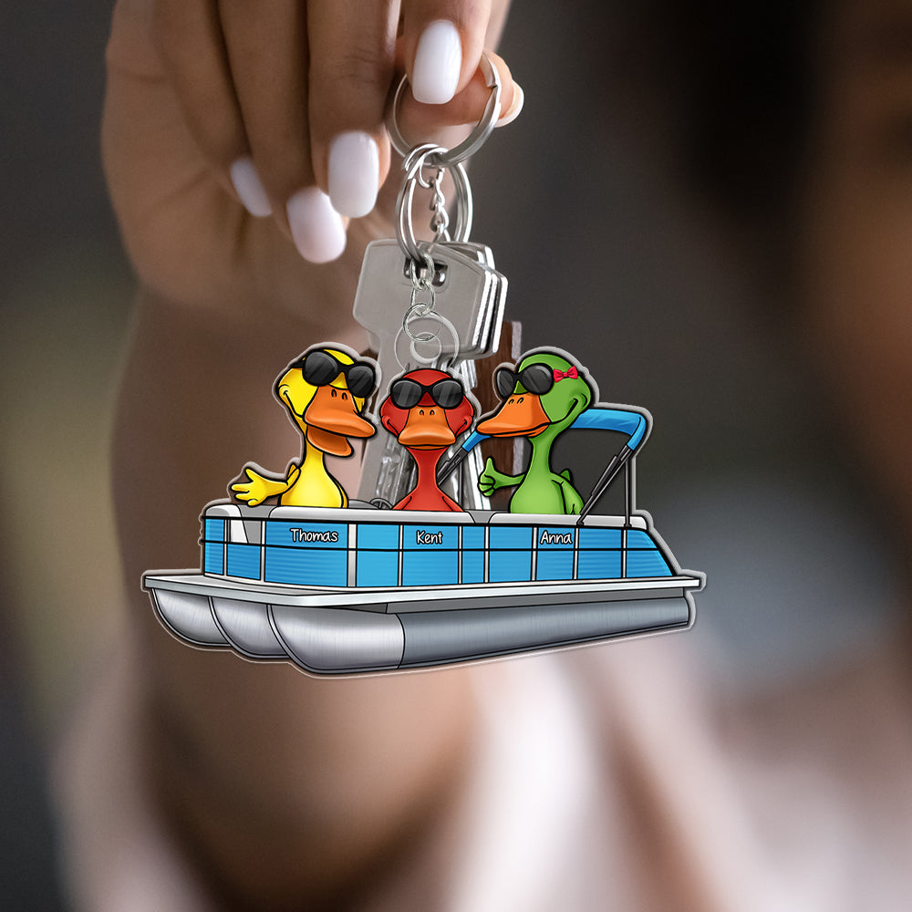 Personalized Gifts For Pontoon Lovers Keychain, Pontoon Duck Jolly Holiday 011Qhqn310823 - Image 2