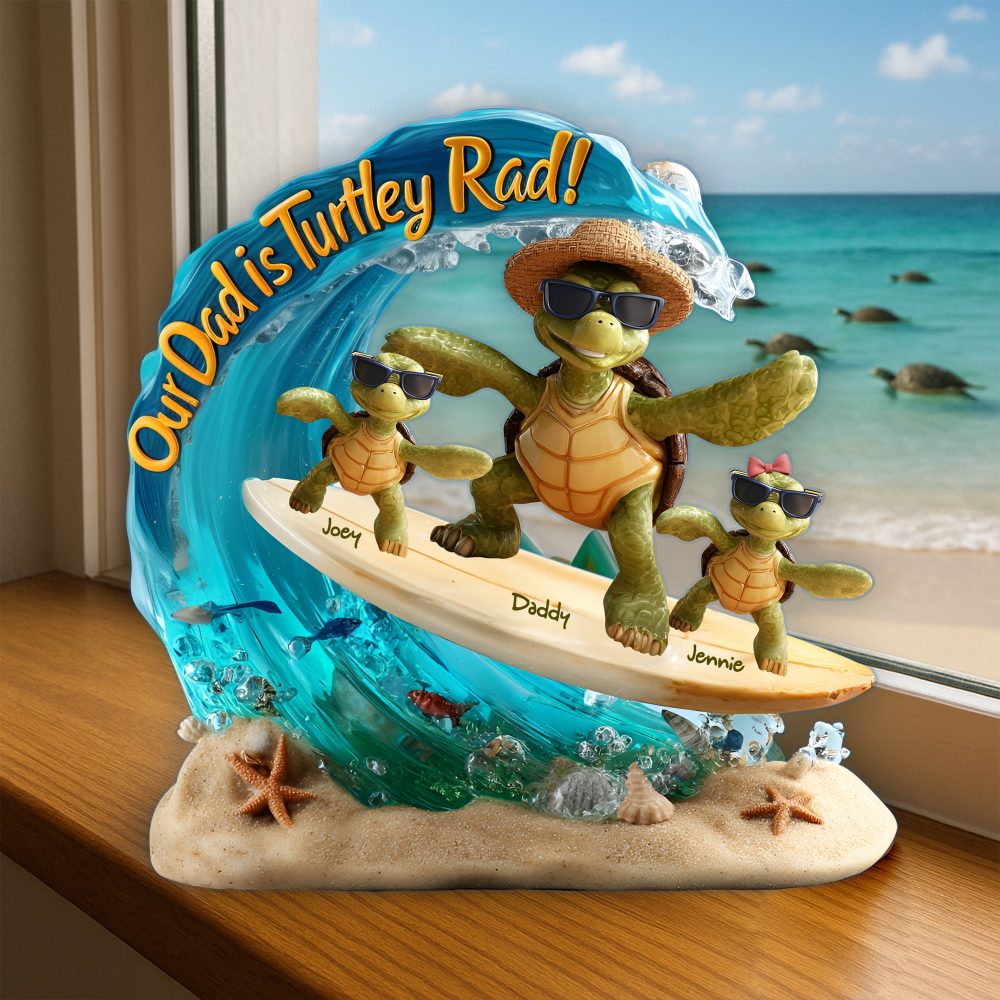Turtle Dad Acrylic Plaque - Personalized Gifts For Father 04Tglu080525
