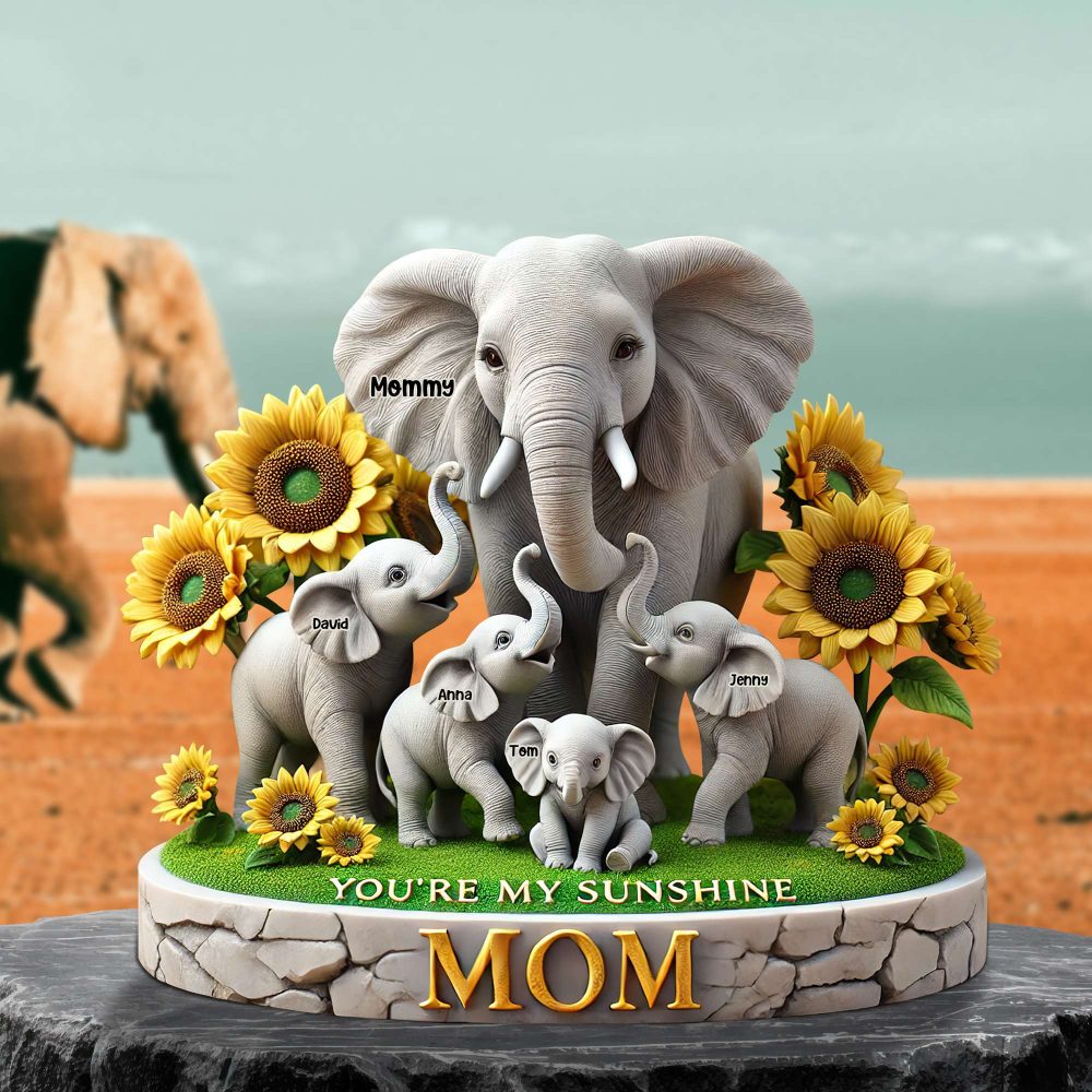 Elephant Mom Plaque - Personalized Gift For Mom 01Hutn190425 - Image 2