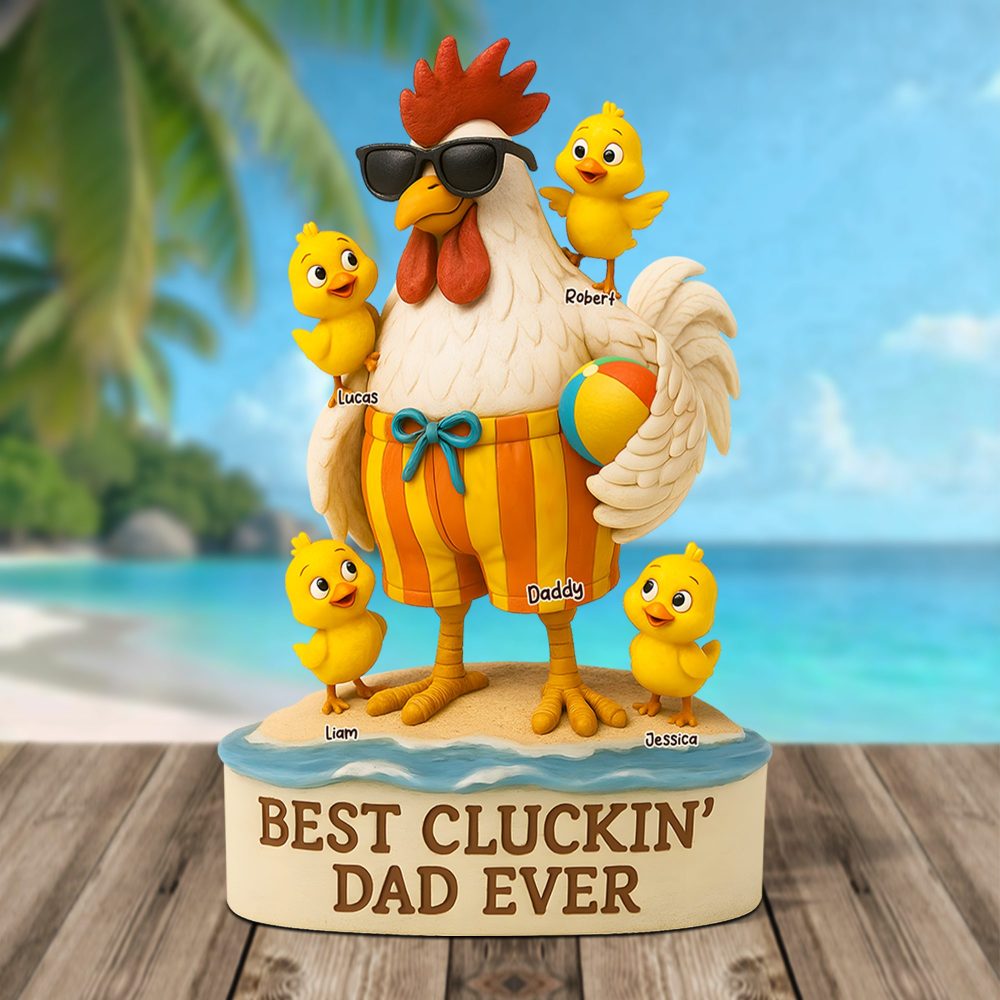Rooster Dad Plaque - Personalized Gifts For Dad 03Qhpu140525 - Image 2