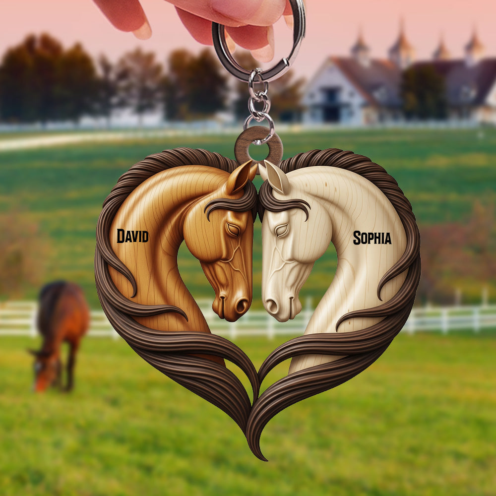 Horse Couple Keychain - Personalized Gifts For Couple 06Natn140625