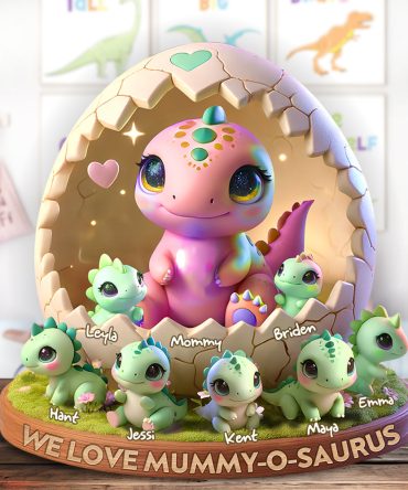 Dinosaur Mom Plaque - Personalized Gifts For Mother 03Kalu020425