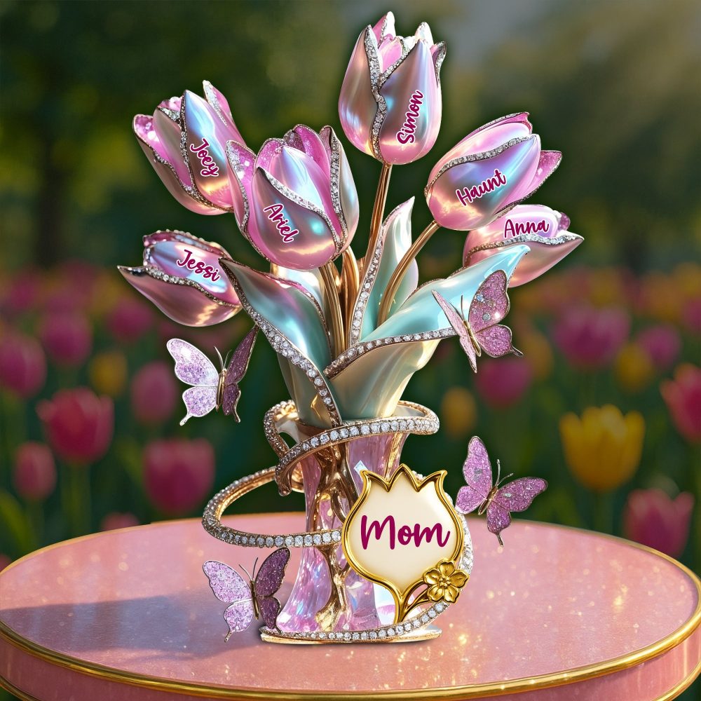 Tulips Of Love To Mom Acrylic Plaque - Personalized Gift For Mother 03Tglu240425