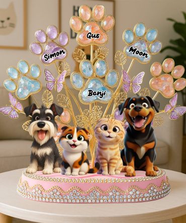 Cute Paw Tree Acrylic Plaque - Personalized Gifts For Dog & Cat Lovers 02Qhlu280625