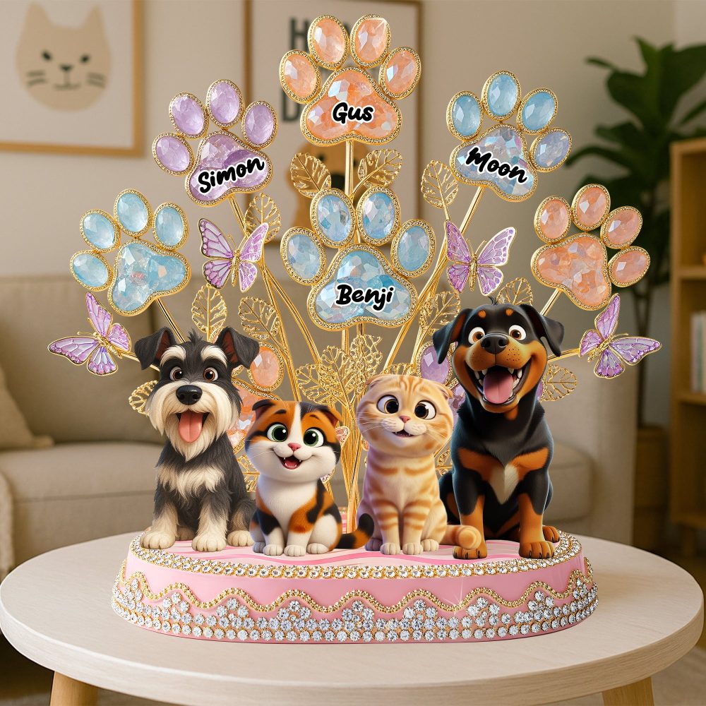 Cute Paw Tree Acrylic Plaque - Personalized Gifts For Dog & Cat Lovers 02Qhlu280625
