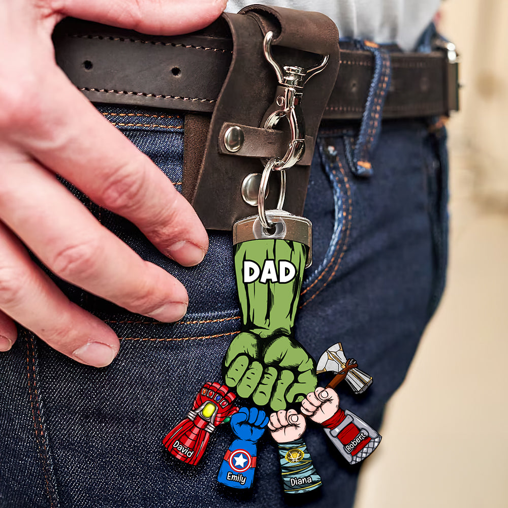 Personalized Gifts For Dad Keychain 02Qhqn170523Ha Fist Bump - Image 2