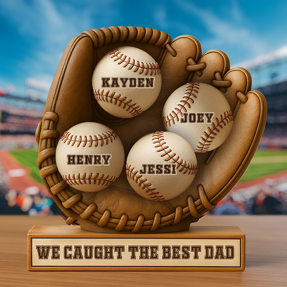 Personalized Gift For Baseball Dad Acrylic Plaque, My Favorite Players Call Me Dad 031Xqlu050425 - Image 2