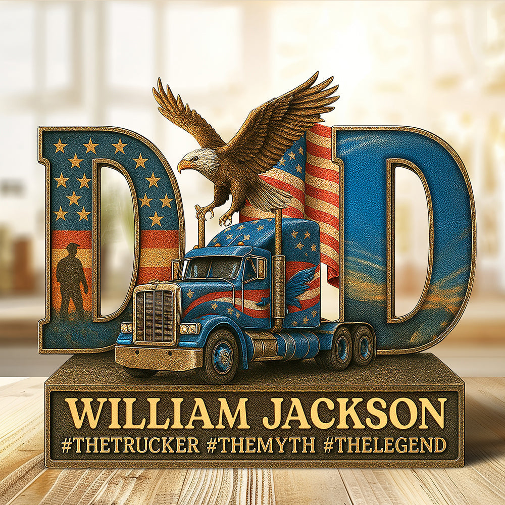 Trucker Dad Acrylic Plaque - Personalized Gifts For Dad Christmas Decor 06Qhqn090525 - Image 2