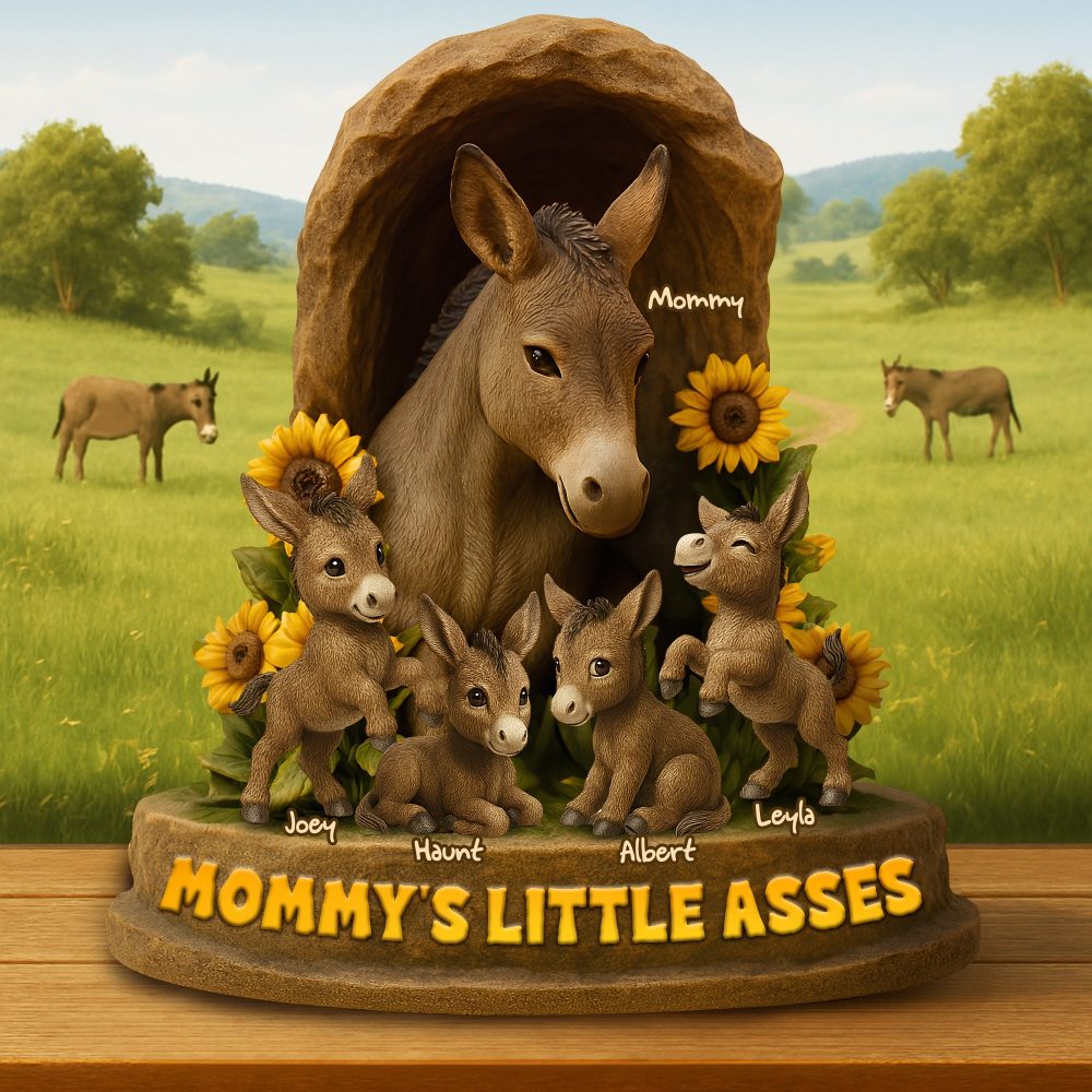 Personalized Gift For Mom Donkey Acrylic Plaque- Mama & Her Little Asses 04Nalu140425