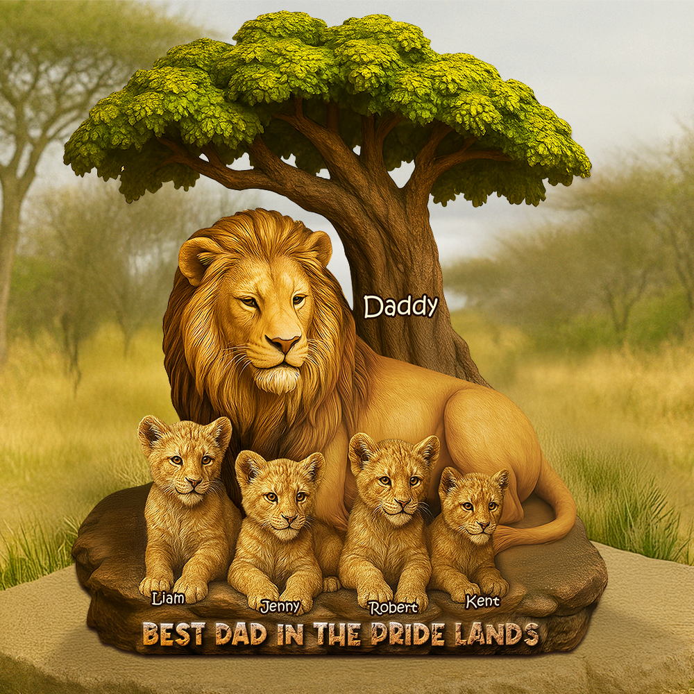 Lion Dad In The Pride Lands Plaque - Personalized Gift For Father 04Xqpu230425 - Image 2