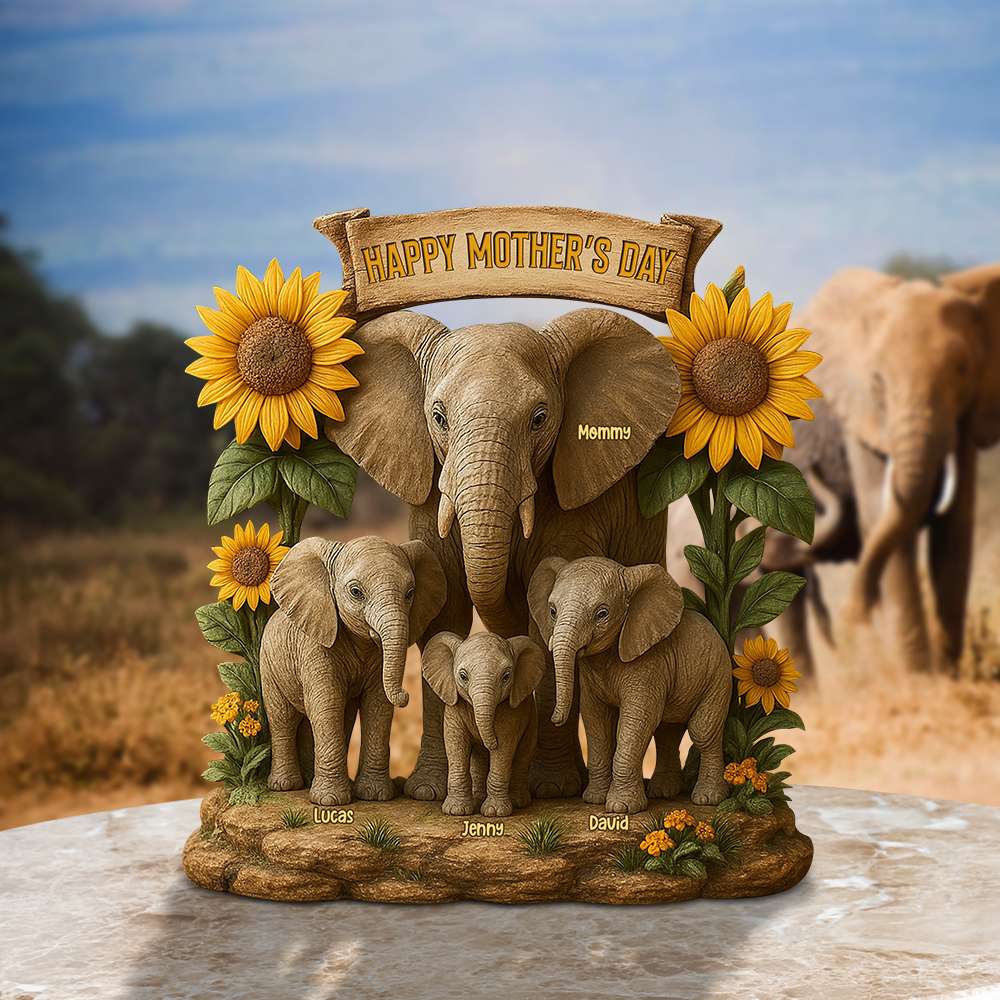 Elephant Mom Plaque - Personalized Christmas Gifts For Mom 01Xqtn080425 - Image 2
