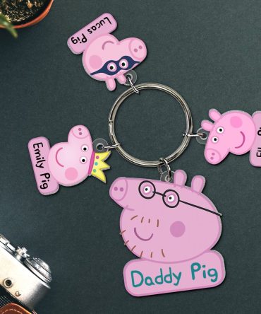 Personalized Gifts For Dad Keychain With Pig Charms 01Natn110424