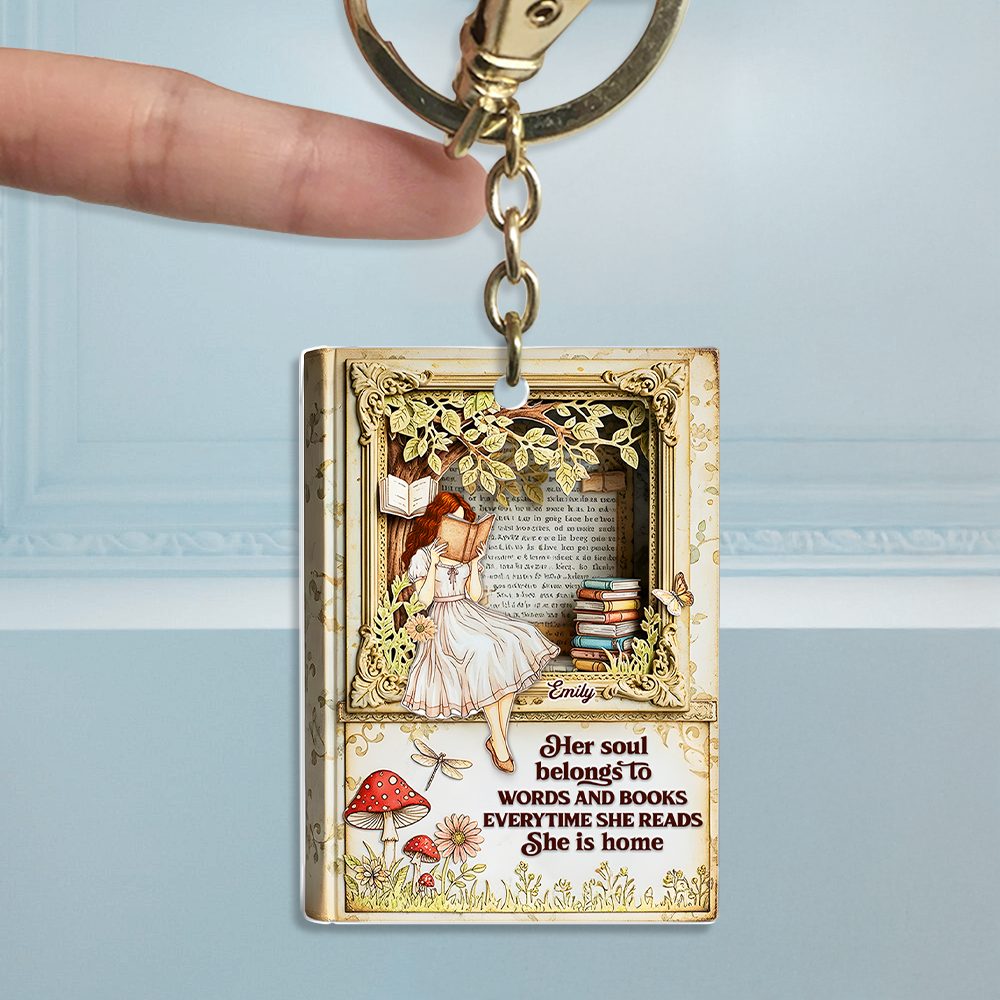 Lady Lair In A Book Acrylic Keychain, Personalized Gifts For Reading Girl 03Qhpu030625 - Image 2