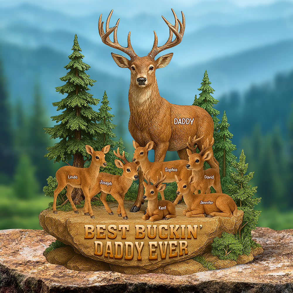 Festive Buck Family Plaque – Custom Christmas Gifts For Outdoor-Loving Dad 03Naqn150425 - Image 2