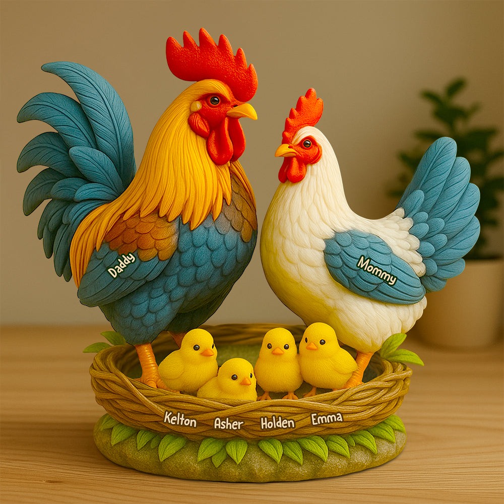 Chicken Family Acrylic Plaque Personalized Gifts For Dad 05Xqdt030525 - Image 2