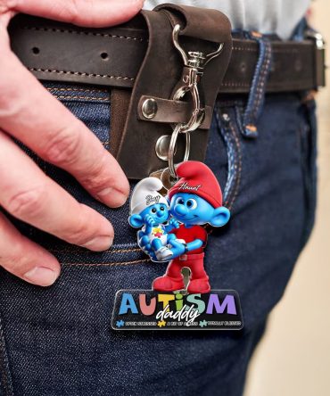 Personalized Gifts For Autism Dad Keychain Daddy Holding Her Baby 051Tglu220225