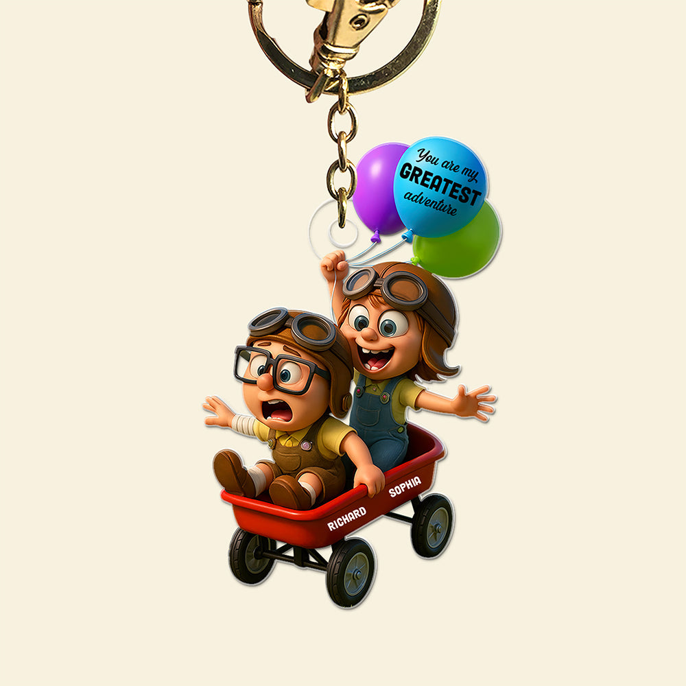 Festive Adventure Ride Keychain – Personalized Gifts For Couple 04Toqn270525 - Image 4