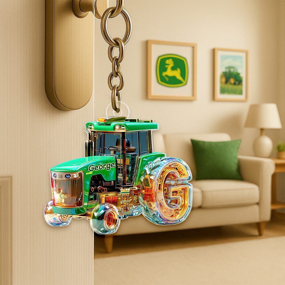 Personalized Gifts For Tractor Lovers Keychain, Any Letter 01Tgpu240625 - Image 2
