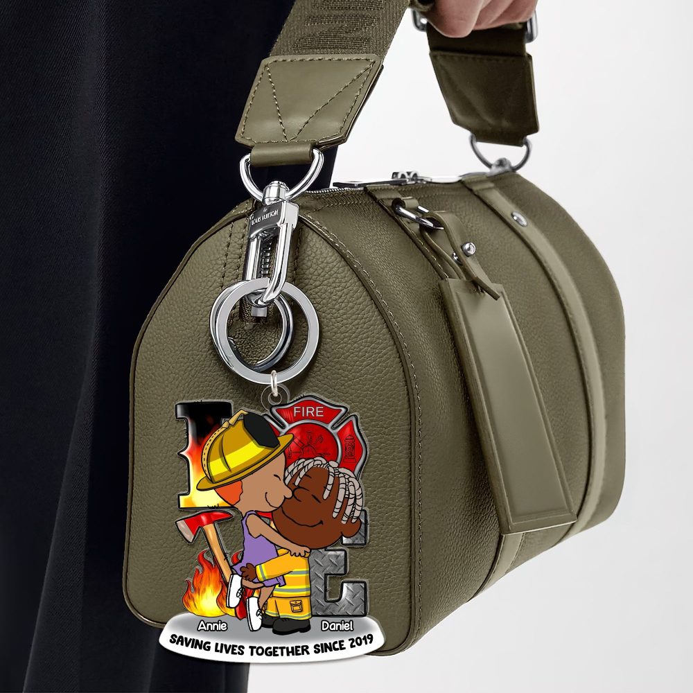 Personalized Gift For Firefighter Couple Acrylic Keychain 04Ohlu150125Hg - Image 3