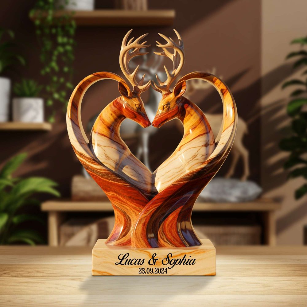 Deer Couple Acrylic Plaque - Personalized Anniversary Gifts For Couple 05Ohntn170625 - Image 3