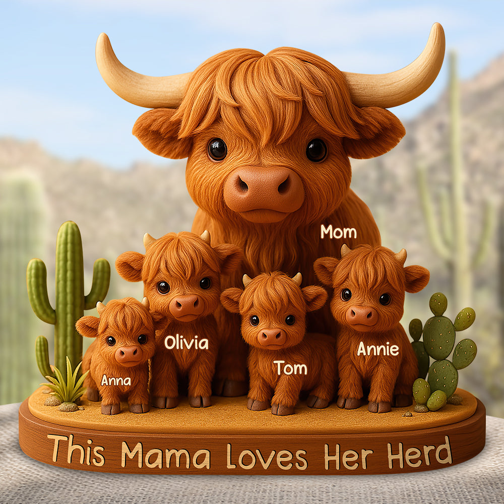 Highland Cow Mama Acrylic Plaque - Personalized Christmas Gifts For Mom 03Xqdt150425 - Image 2