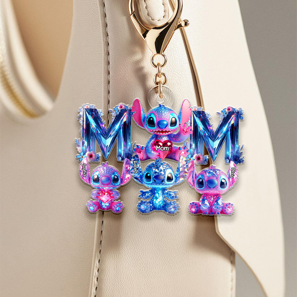 Cartoon Blue Aliens Keychain Personalized Christmas Gifts For Mom 03Ohdt040425