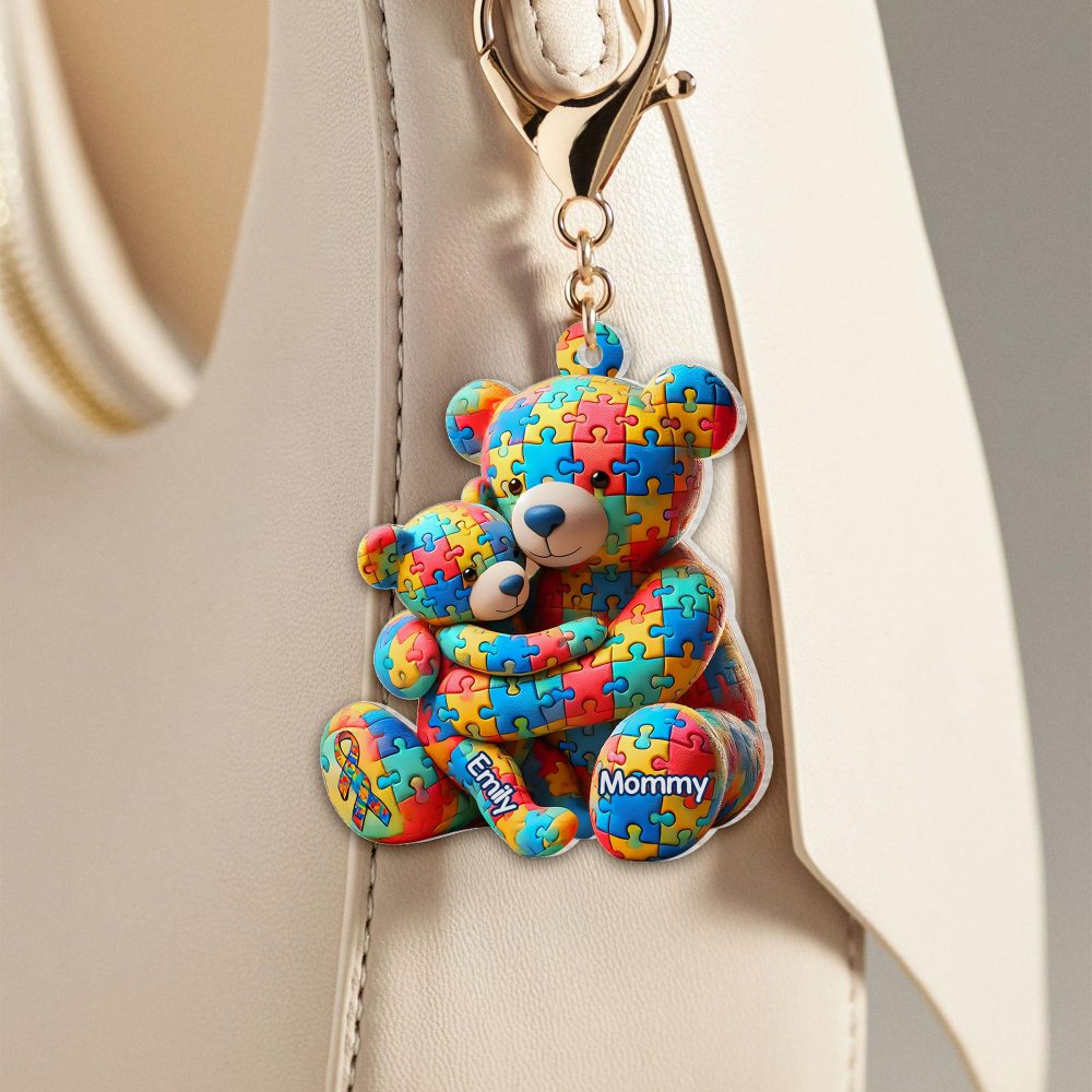 Personalized Gifts For Autism Keychain Bear Mother And Kid 03Ohpu220225 - Image 2