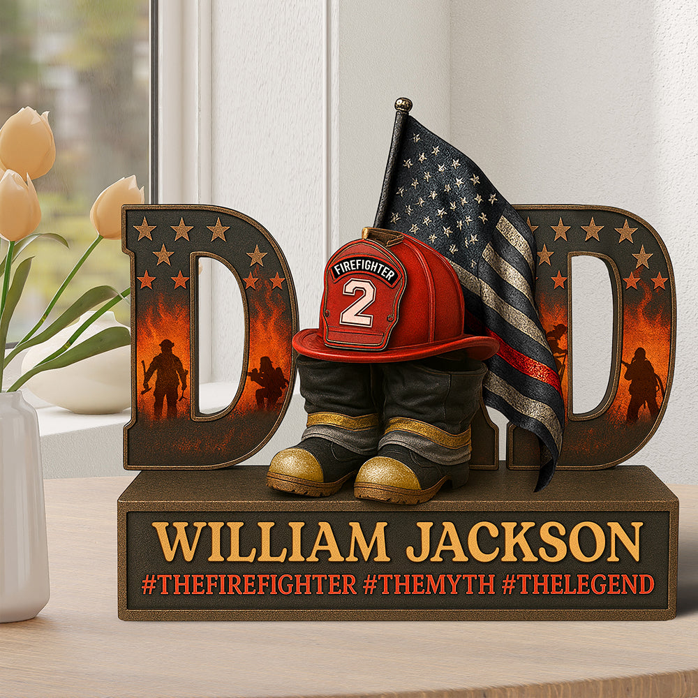 Firefighter Dad Legend Acrylic Plaque - Personalized Gifts For Dad 02Qhqn090525 - Image 2