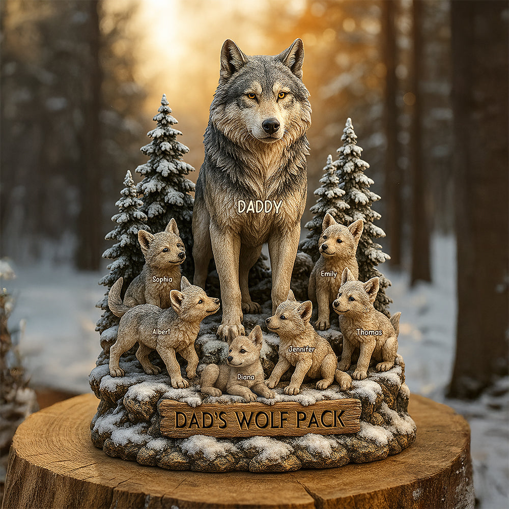 Wolf Dad Plaque - Personalized Gifts For Dad 01Xqqn160425