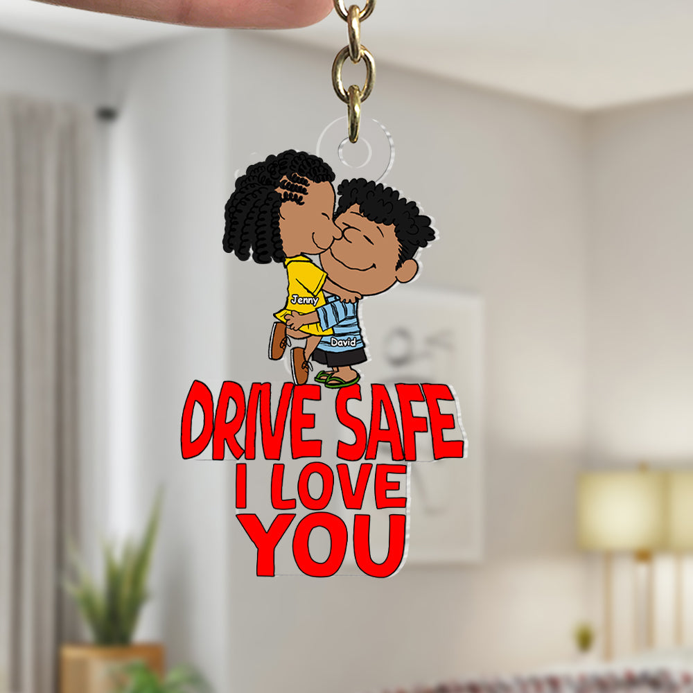 Personalized Gifts For Couple Keychain 01Ohtn201224Hg Drive Safe I Love You